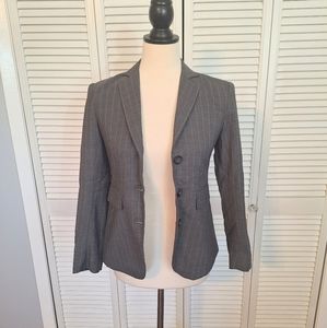 Theory vtg wool usa gray pinstripe fitted blazer sz 00 *N